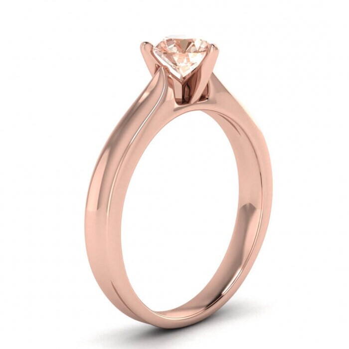 14k Rose Gold Atlas Morganite Contemporary Engagement Ring, Concave, Wide Band Engagement Ring, Prong Setting, Unique Band