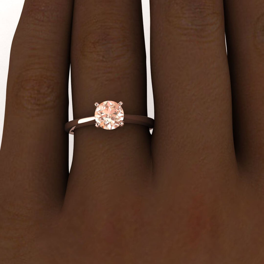 14k Black Gold Bree Cathedral Morganite Engagement Ring, Cathedral, High Profile Prongs, Thin Band