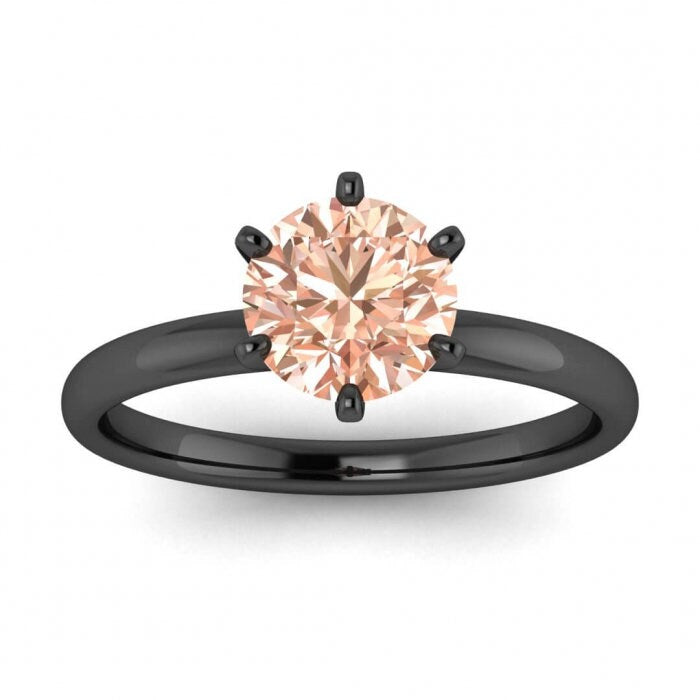 14k Black Gold Briar Classic Morganite Engagement Ring, Petite Band, Rounded Prongs