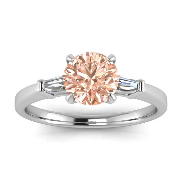 Authentic 1.50 Carat Peach Pink Morganite and Natural Diamond Engagement Ring, Customized Promise Ring for Women Made in 14K Solid Rose Gold