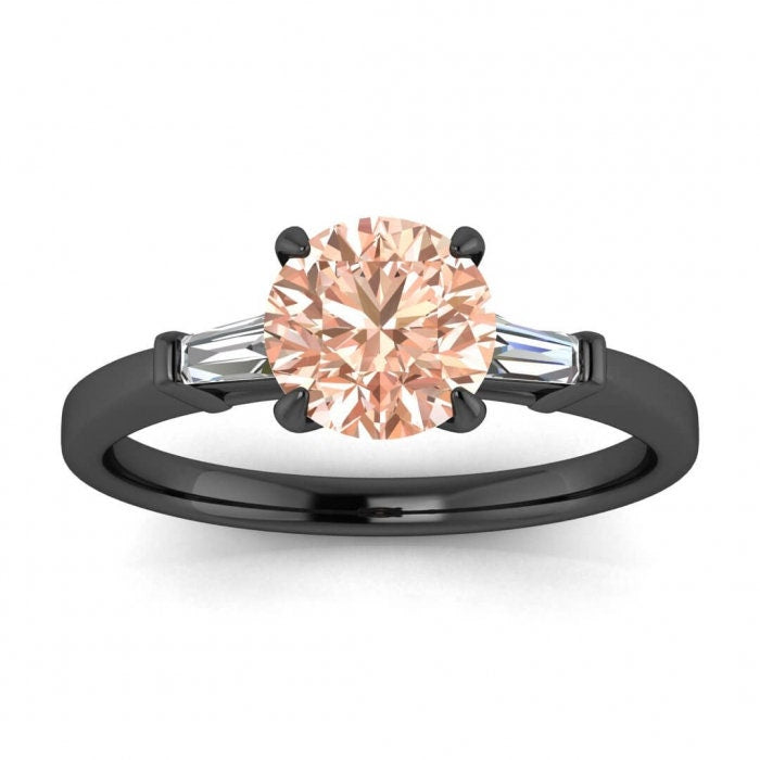 Authentic 1.50 Carat Peach Pink Morganite and Natural Diamond Engagement Ring, Customized Promise Ring for Women Made in 14K Solid Rose Gold