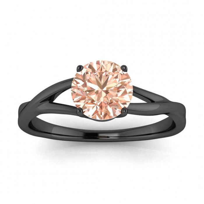 14k Rose Gold Ciara Twisted Band Morganite Ring, Twisted Band, Unique Band