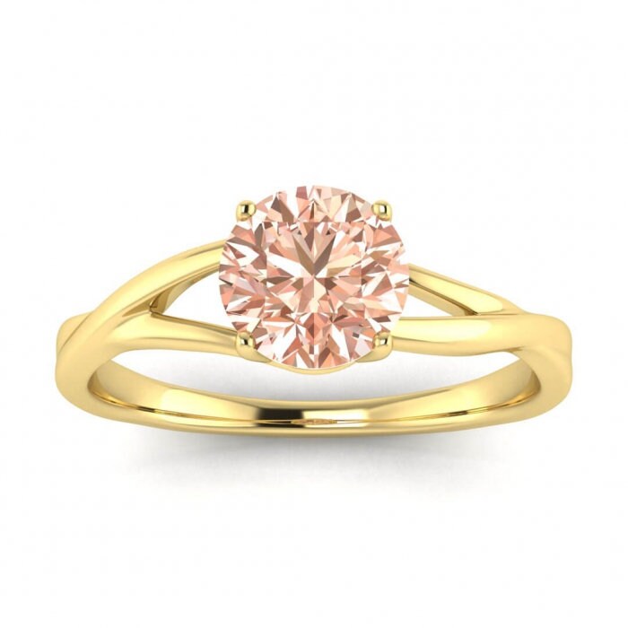 14k Rose Gold Ciara Twisted Band Morganite Ring, Twisted Band, Unique Band