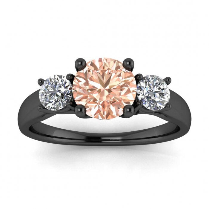 14k Rose Gold Dawn 3 Morganite And Diamond Engagement Ring, Basket Setting, Prongs Setting, Open Gallery