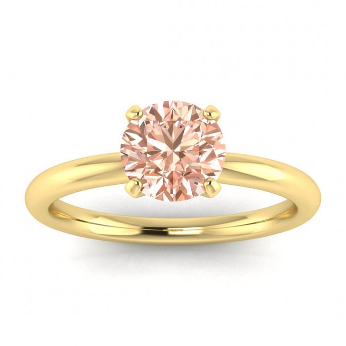 14k Rose Gold Maja Classic Morganite Solitaire Ring; Classic Petite Band, Modern Engagement Ring