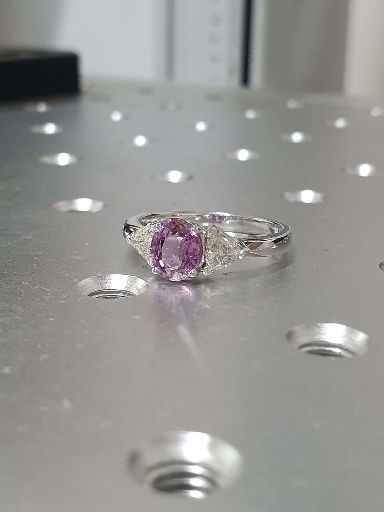 Sapphire And Diamond Ring Antique Pink Sapphire Ring, White Gold Pink Sapphire Ring Diamond Sapphire Engagement Ring Art Deco Sapphire Ring