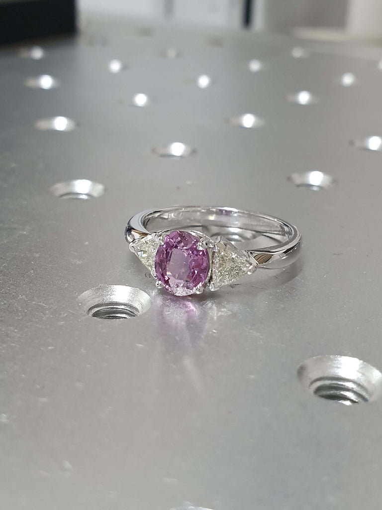 Sapphire And Diamond Ring Antique Pink Sapphire Ring, White Gold Pink Sapphire Ring Diamond Sapphire Engagement Ring Art Deco Sapphire Ring