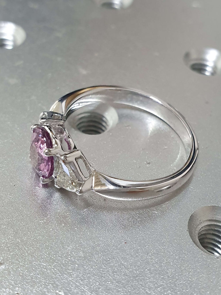 Sapphire And Diamond Ring Antique Pink Sapphire Ring, White Gold Pink Sapphire Ring Diamond Sapphire Engagement Ring Art Deco Sapphire Ring