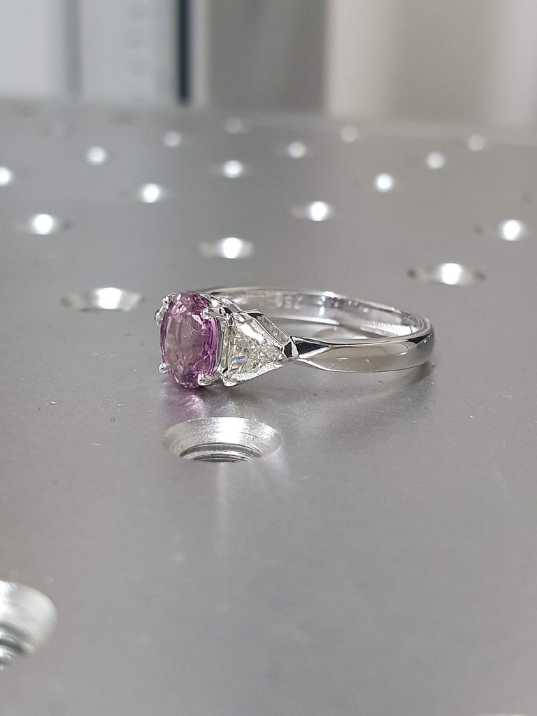 Sapphire And Diamond Ring Antique Pink Sapphire Ring, White Gold Pink Sapphire Ring Diamond Sapphire Engagement Ring Art Deco Sapphire Ring