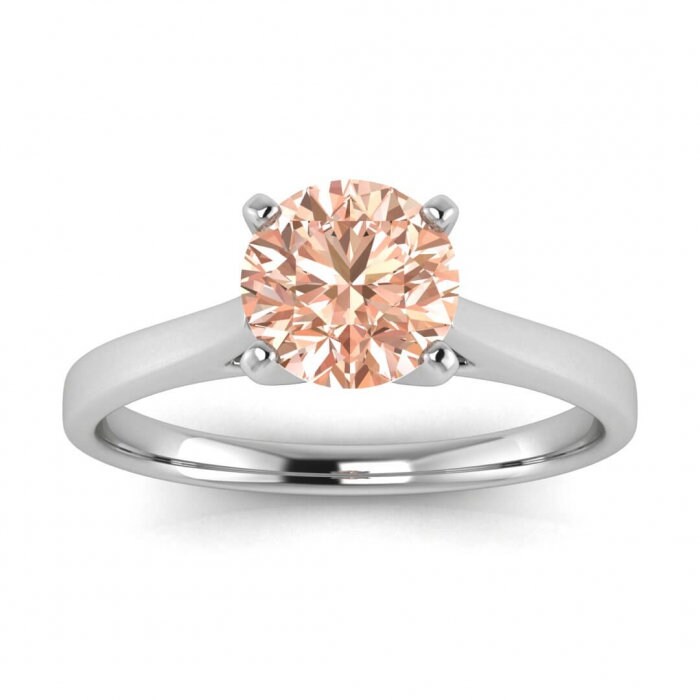 14k Rose Gold Mira Morganite Cathedral Engagement Ring; Cathedral Setting, Squared Band