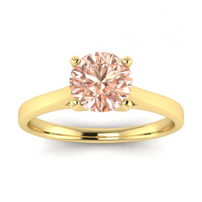 14k Rose Gold Mira Morganite Cathedral Engagement Ring; Cathedral Setting, Squared Band