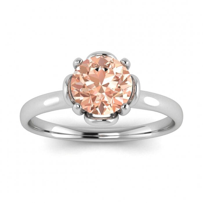 14k Rose Gold Tulip Morganite Engagement Ring, Tulip, Floral,vintage, Solitaire Ring