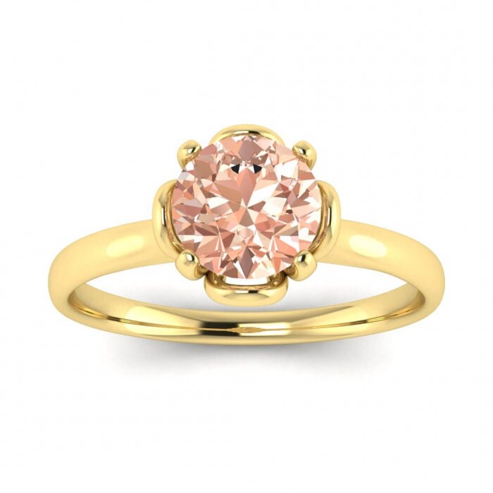 14k Rose Gold Tulip Morganite Engagement Ring, Tulip, Floral,vintage, Solitaire Ring