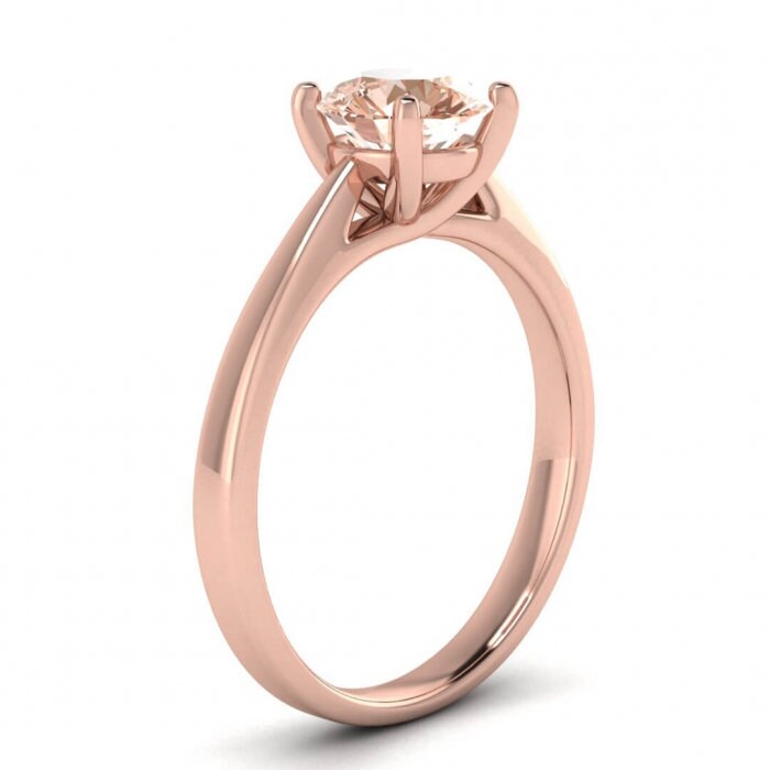 14k Rose Gold Pilar Swirl Prongs Morganite Ring; Swirl Prongs, Basket Setting, Delicate Band