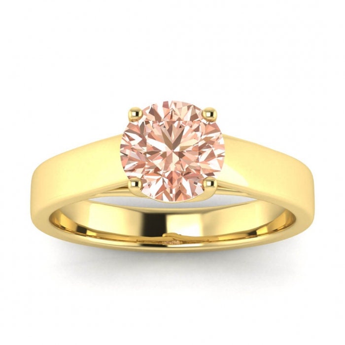 14k Rose Gold Solange Wide Band Morganite Engagement Ring, Wide Band, Intertwined Prongs, Flat Top