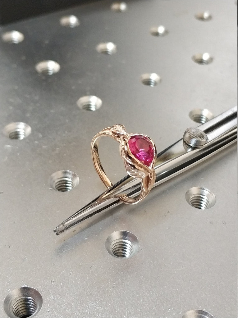 Ruby Ring, Ruby Engagement Ring Leaf Engagement Ring Rose Gold Ruby Ring, 2ct Ruby Engagement Ring, Leaves Ring, Leaf Ring, Nature Ring