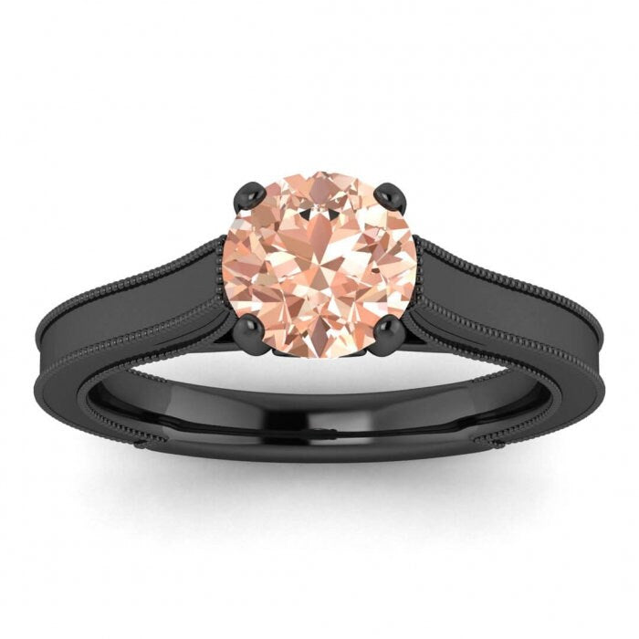 14k Rose Gold Morganite And Diamond Vintage Engagement Ring, Hidden Gemstone, Solitaire Ring, Rising Shoulders, Cathedral Setting, Addison