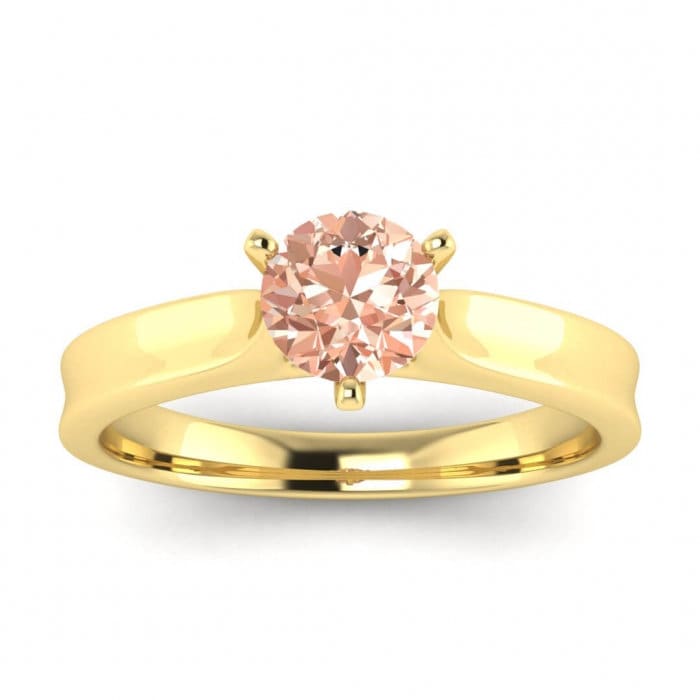 14k Rose Gold Atlas Morganite Contemporary Engagement Ring, Concave, Wide Band Engagement Ring, Prong Setting, Unique Band