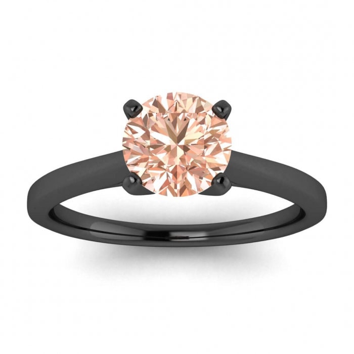 14k Black Gold Bree Cathedral Morganite Engagement Ring, Cathedral, High Profile Prongs, Thin Band