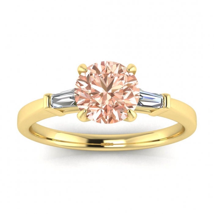 Authentic 1.50 Carat Peach Pink Morganite and Natural Diamond Engagement Ring, Customized Promise Ring for Women Made in 14K Solid Rose Gold