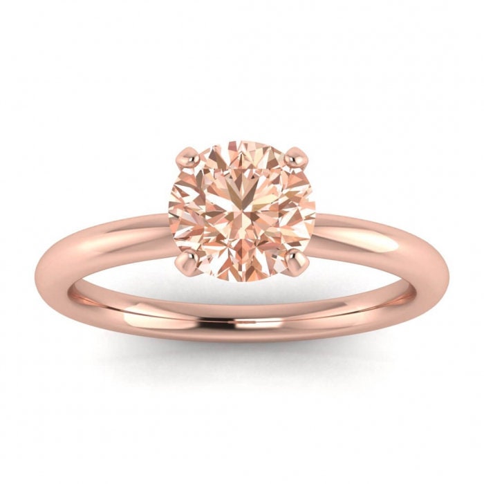 14k Rose Gold Maja Classic Morganite Solitaire Ring; Classic Petite Band, Modern Engagement Ring