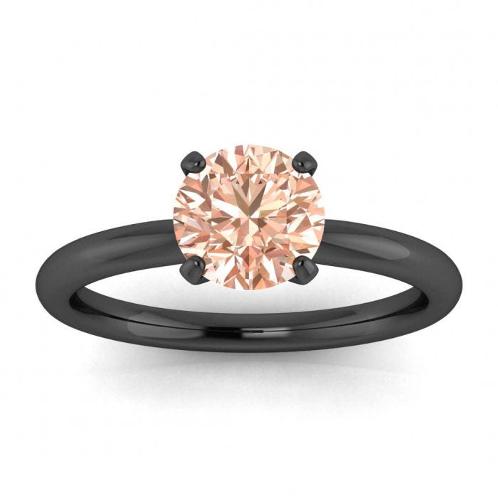 14k Rose Gold Maja Classic Morganite Solitaire Ring; Classic Petite Band, Modern Engagement Ring