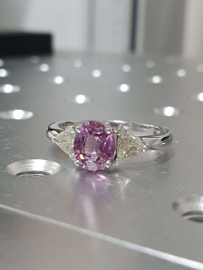 Sapphire And Diamond Ring Antique Pink Sapphire Ring, White Gold Pink Sapphire Ring Diamond Sapphire Engagement Ring Art Deco Sapphire Ring