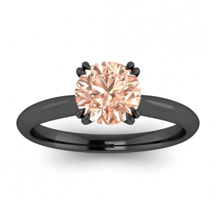 14k Rose Gold Taya Knife Edged Morganite Solitaire Ring, Split Unique Prongs, Knife Edged Band, Delicate Band