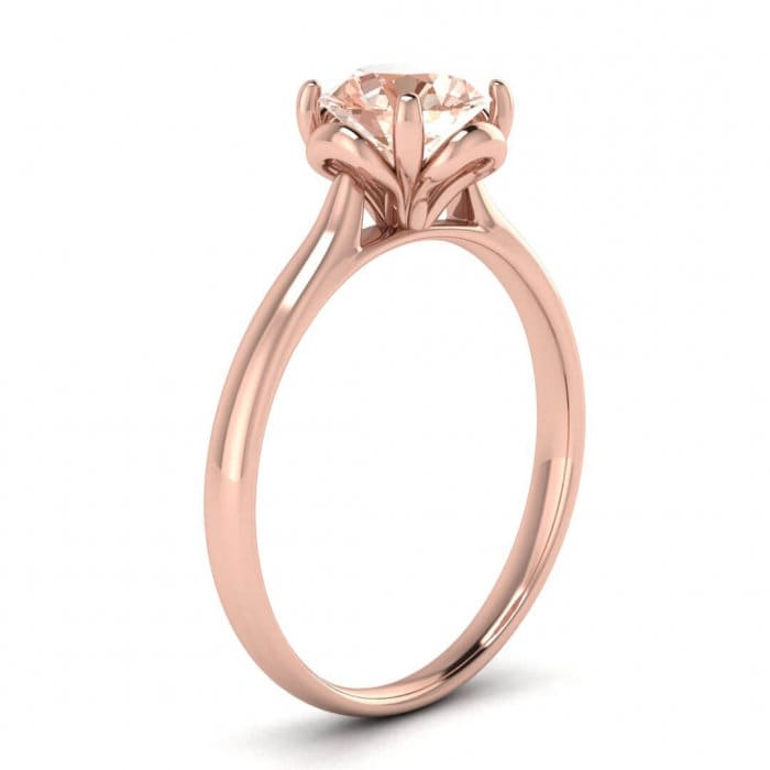 14k Rose Gold Tulip Morganite Engagement Ring, Tulip, Floral,vintage, Solitaire Ring