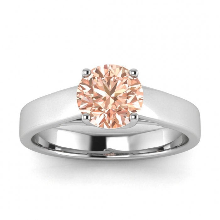 14k Rose Gold Solange Wide Band Morganite Engagement Ring, Wide Band, Intertwined Prongs, Flat Top