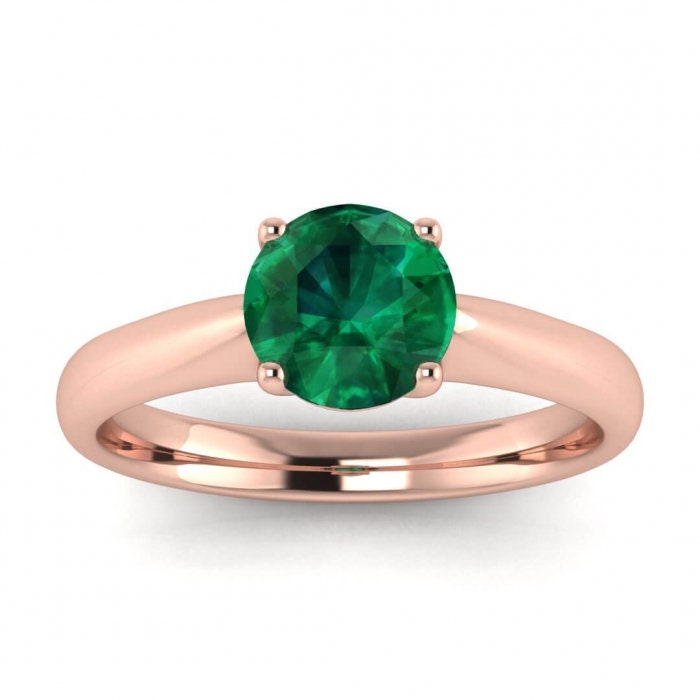 Rose Gold Tapered Band Emerald Ring Tapered Band Open Basket Gallery Aine