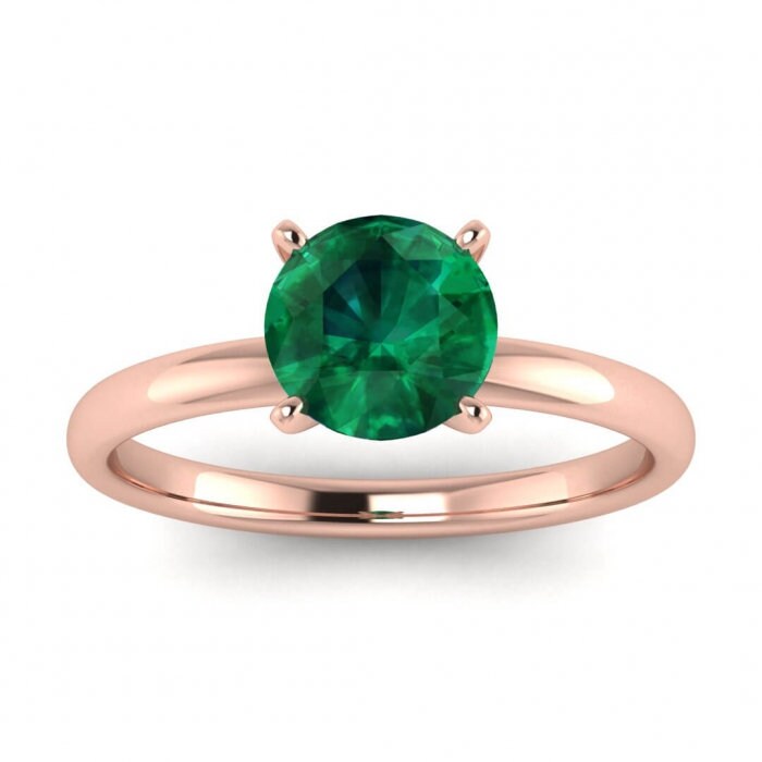 White Gold Classic Emerald Thin Ring Petite Classic Band Delicate Aura