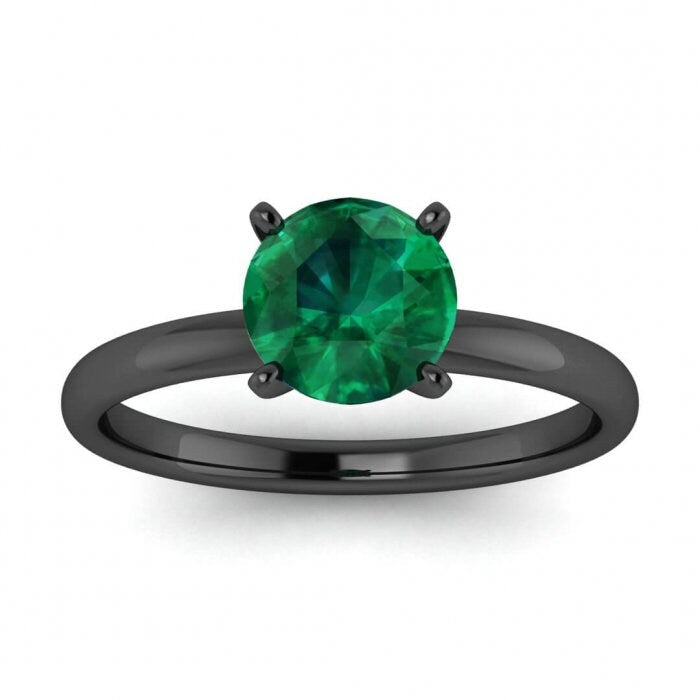 White Gold Classic Emerald Thin Ring Petite Classic Band Delicate Aura