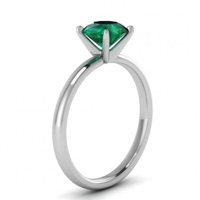 White Gold Classic Emerald Thin Ring Petite Classic Band Delicate Aura