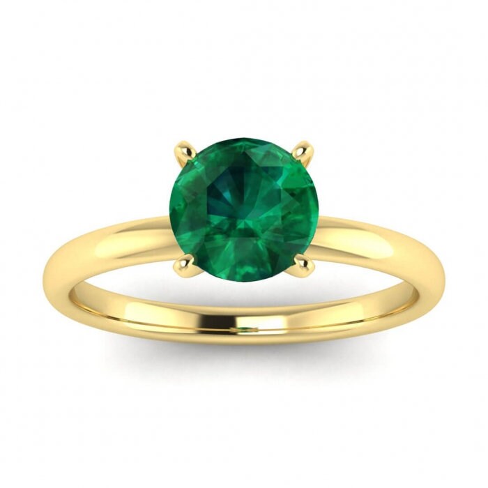 White Gold Classic Emerald Thin Ring Petite Classic Band Delicate Aura