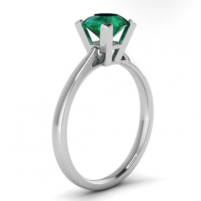 Platinum Squared Prongs Emerald Engagement Ring Squared Prongs Paved Band Open Gallery Mariel