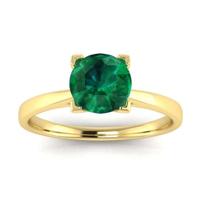 Platinum Squared Prongs Emerald Engagement Ring Squared Prongs Paved Band Open Gallery Mariel