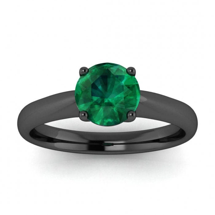 Rose Gold Tapered Band Emerald Ring Tapered Band Open Basket Gallery Aine