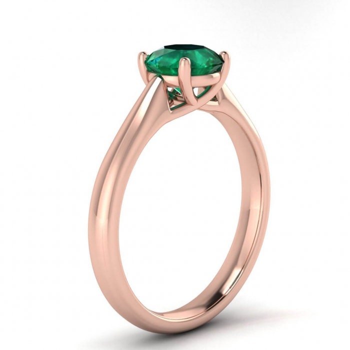 Rose Gold Tapered Band Emerald Ring Tapered Band Open Basket Gallery Aine