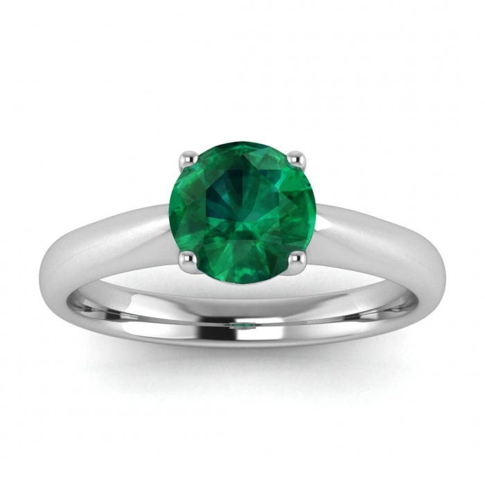 Rose Gold Tapered Band Emerald Ring Tapered Band Open Basket Gallery Aine