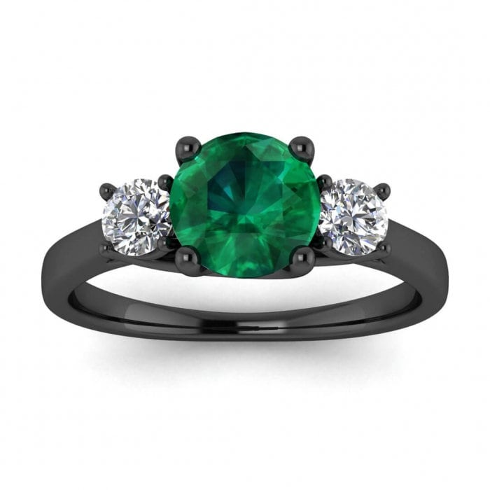 White Gold Three Stone Emerald And Diamond Intertwined Band (1/3 Ct. Tw.) Thin Band Intertwined Prongs Open Gallery Tillie