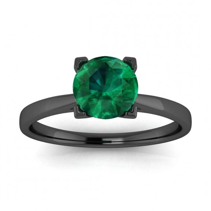 Platinum Squared Prongs Emerald Engagement Ring Squared Prongs Paved Band Open Gallery Mariel