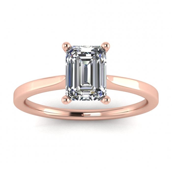 2.5 Carat Emerald Cut Solitaire Engagement Ring, Emerald Cut Engagement Ring, Emerald Cut Ring, 2.5 Ct Solid 14k Lab Diamond Engagement Ring