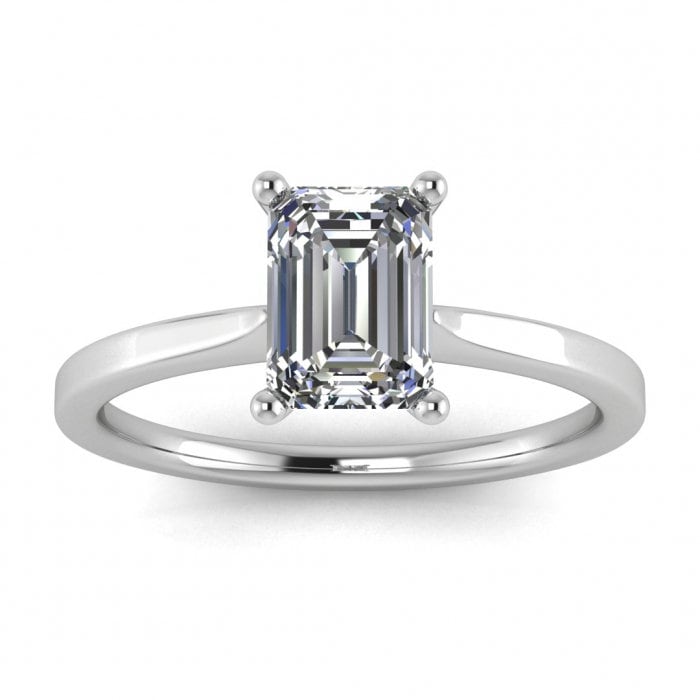 2.5 Carat Emerald Cut Solitaire Engagement Ring, Emerald Cut Engagement Ring, Emerald Cut Ring, 2.5 Ct Solid 14k Moissanite Engagement Ring