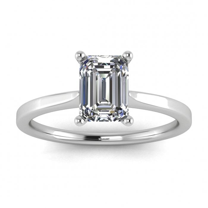 1ct Carat Emerald Cut Solitaire Engagement Ring, Emerald Cut Engagement Ring, Emerald Cut Ring, 1 Ct Solid 14k Moissanite Engagement Ring