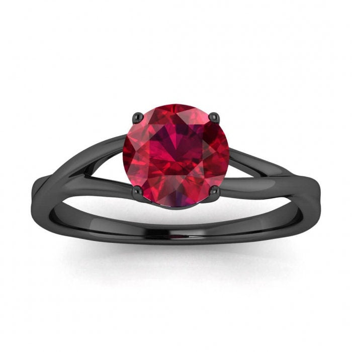 14k Gold Ruby Engagement Ring, Twisted Ruby Ring, Unique Ruby Ring, Nature Inspired Ruby Engagement Ring, 1ct Ruby Ring