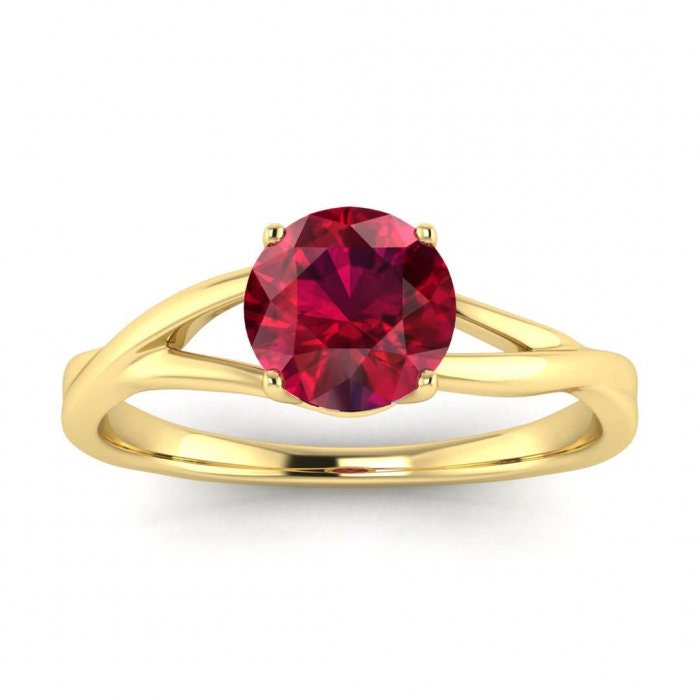 14k Gold Ruby Engagement Ring, Twisted Ruby Ring, Unique Ruby Ring, Nature Inspired Ruby Engagement Ring, 1ct Ruby Ring