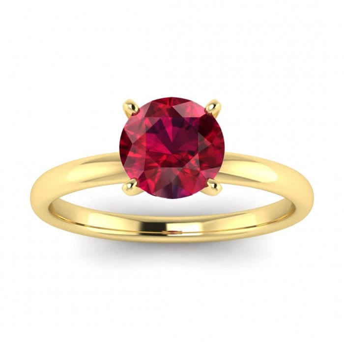 14k rose gold Aura classic ruby thin ring petite classic band, delicate