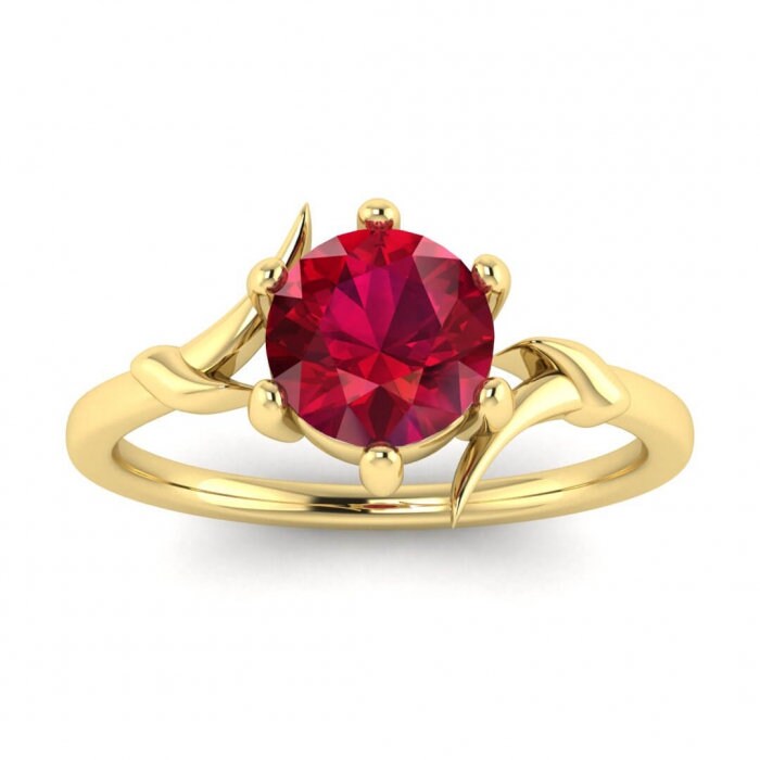 14k rose gold Clea ruby ribbon delicate ring, ribbon, nature inspired, delicate, prong setting, floating setting