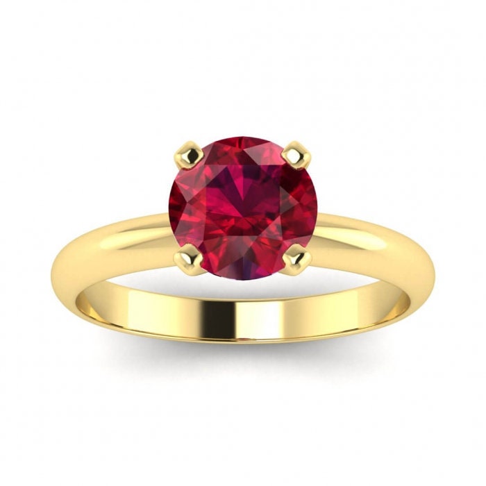 14k rose gold Bella ruby solitaire ring solitaire ring, round solitaire ring,delicate ring,prong setting